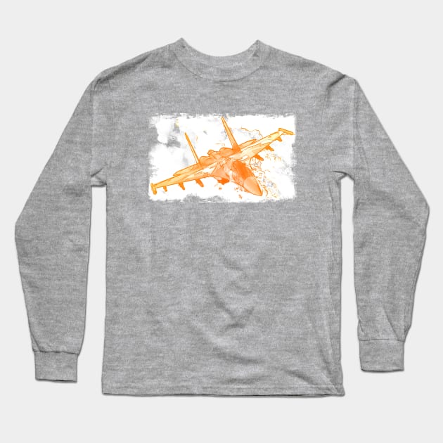 Aviation Fighter Jet yellow Long Sleeve T-Shirt by FasBytes